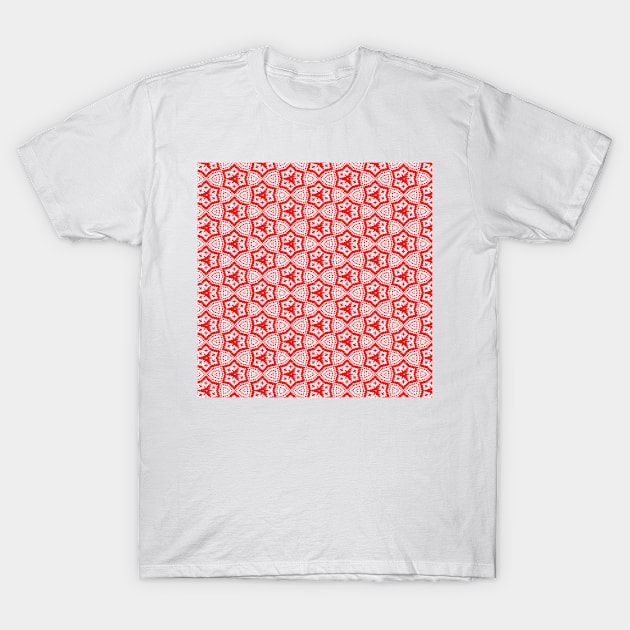 Christmas Ikat Pattern Red T-Shirt by justrachna